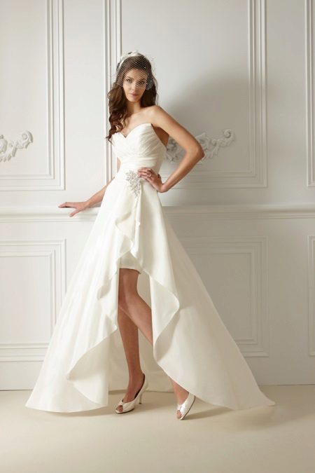 Short satin wedding dress