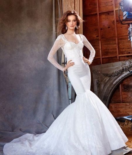 Delicate lace wedding dress with sleeves