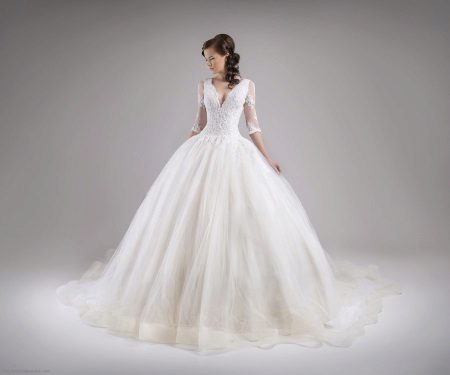 Puff Sleeve Princess Wedding Dress