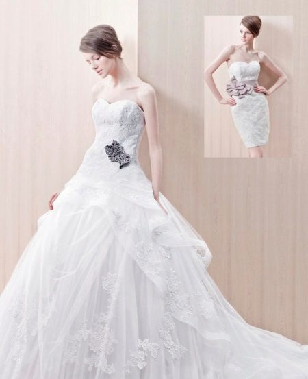 Wedding dress magnificent with a false skirt a transformer