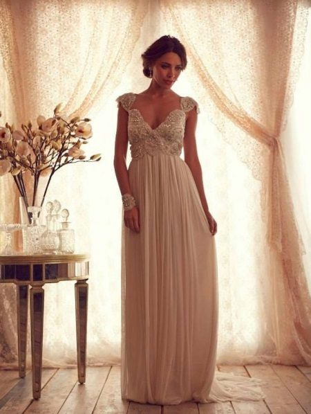 Wedding dress with a decorated bodice