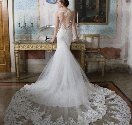 Open Back Train Wedding Dress
