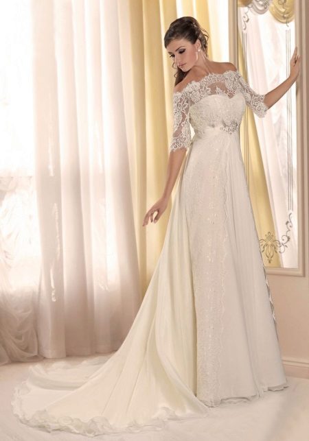 Empire Style Short Sleeves Wedding Dress