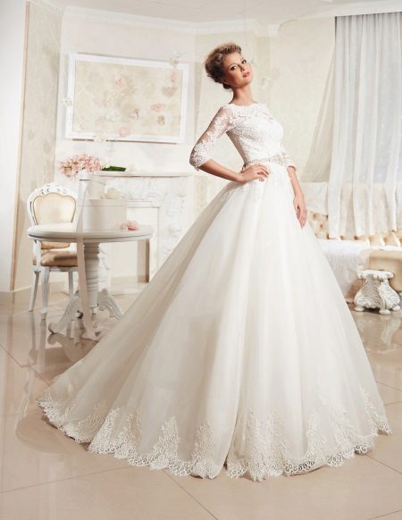 Closed beautiful wedding dress
