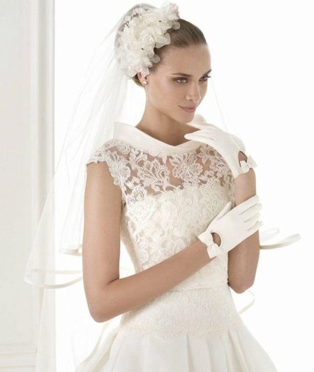 Closed Short Sleeve Wedding Dress