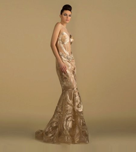 Evening dress beige from designer Saiid Kobeisy