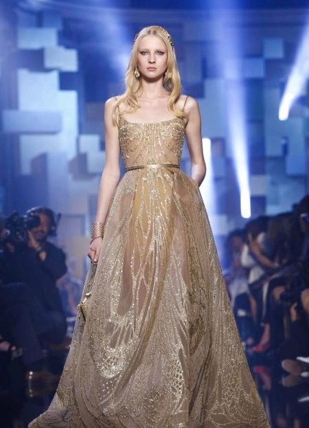 Elie Saab Beige Evening Dress
