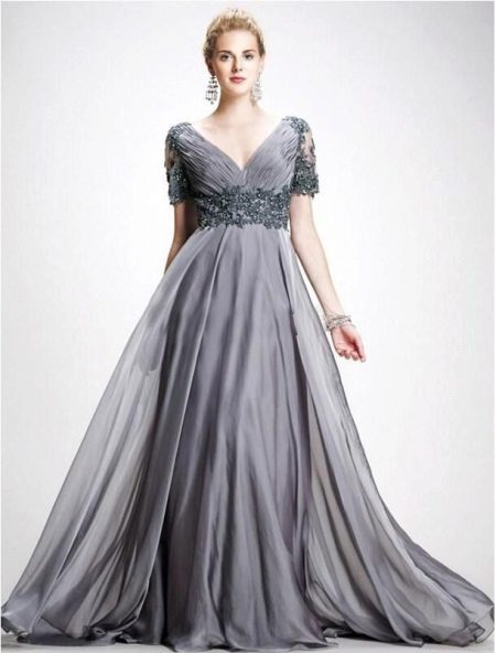 A-line evening dress gray