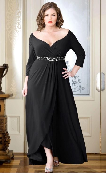 Full Wrap Black Evening Dress
