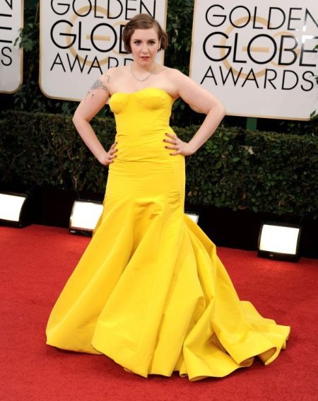 Evening yellow mermaid dress for overweight