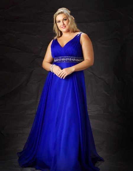 Blue evening dress for overweight