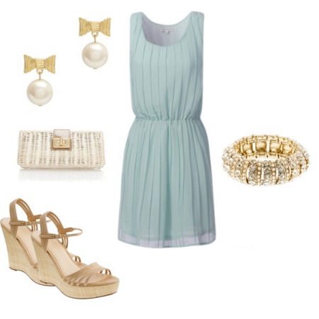 Golden accessories for mint dress
