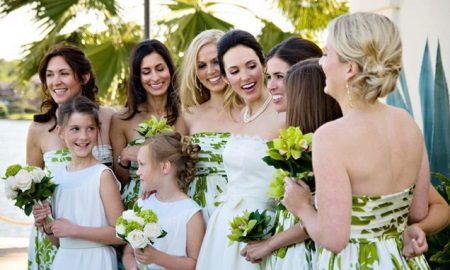 Printed White Bridesmaid Dresses
