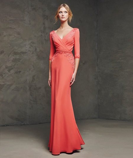 Evening dress from Pronovias coral