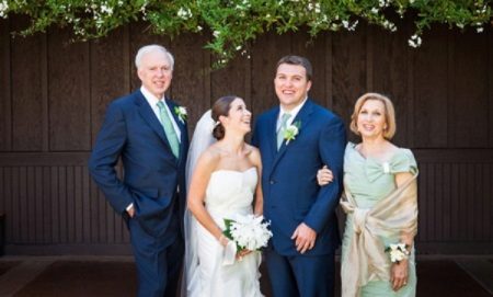 Green evening dress for mom of the groom
