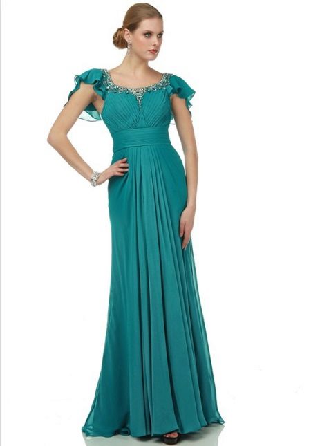 Turquoise empire dress for mom of the groom