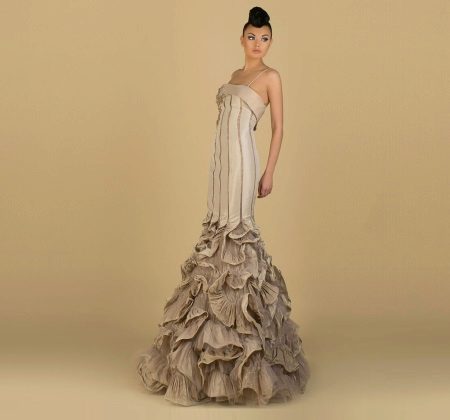 Mořská panna večerní šaty s objemovou sukní