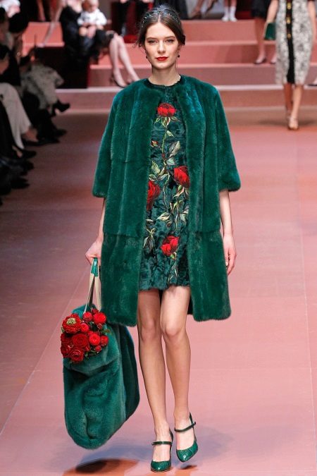 Evening green dress by Dolce and Gabbana