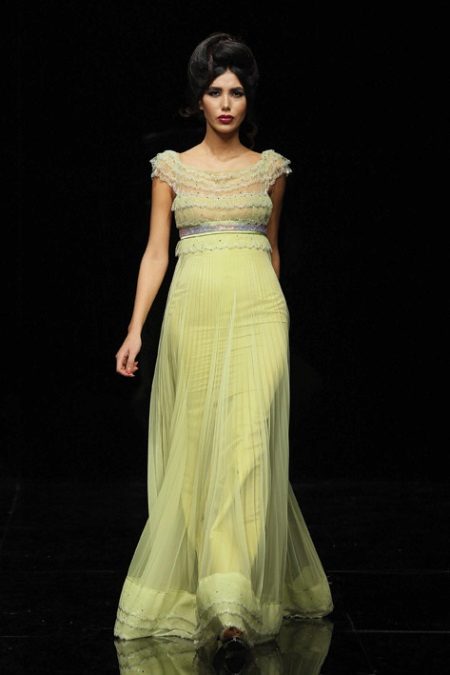 Empire style lemon evening dress