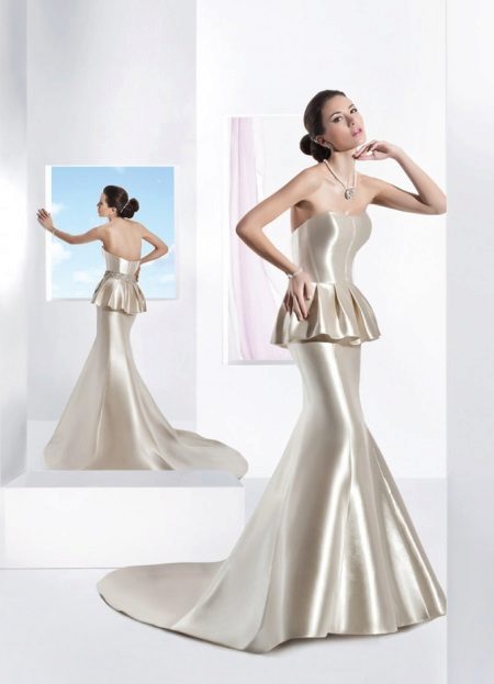 Satin Straight Peplum Wedding Dress