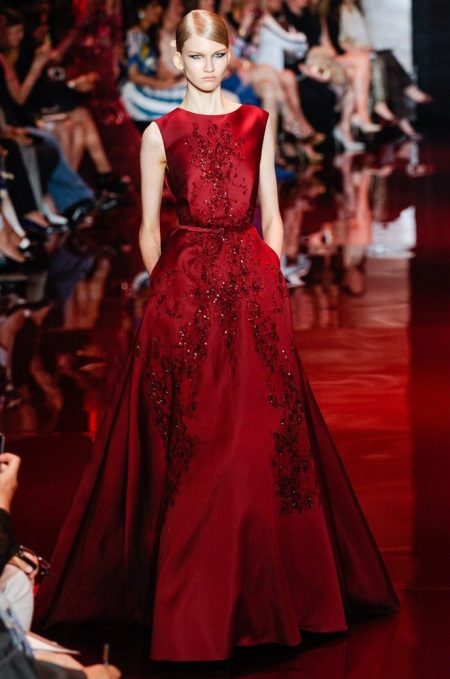 Burgundy brocade dress evening