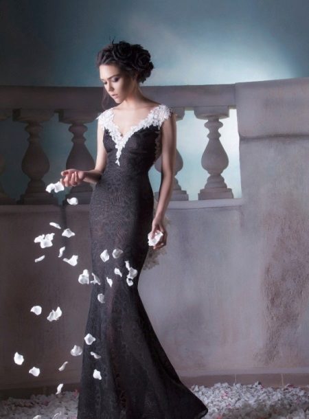 Black dress with white lace