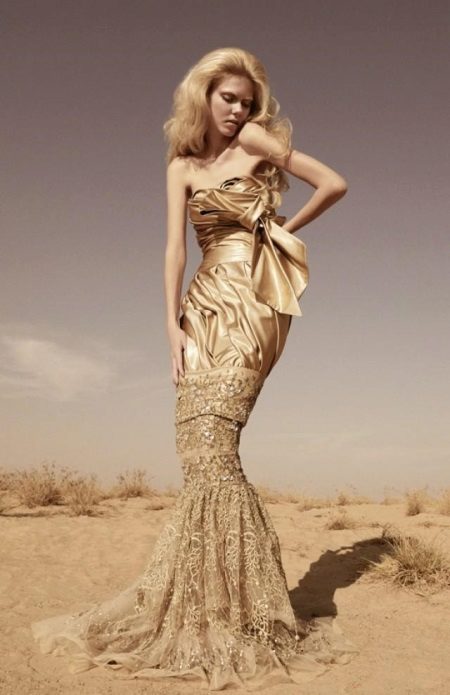 Gold color wedding dress