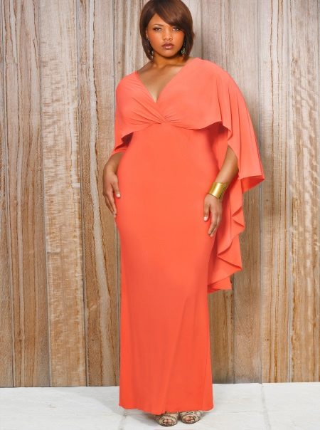 Elegant evening dress for a large size on the floor