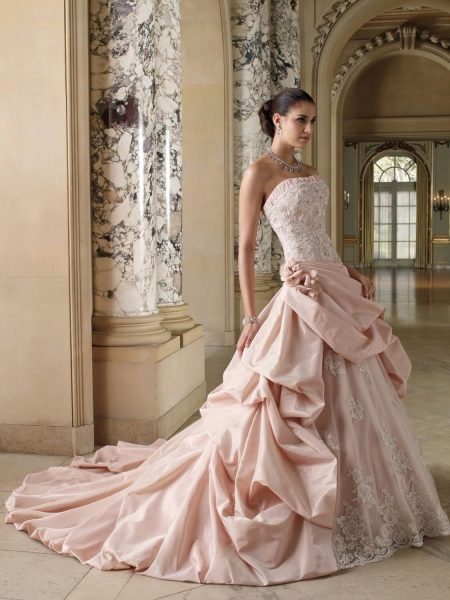 Pink wedding dress with corset