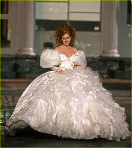 A wedding dress in the style of a princess from the Enchanted movie