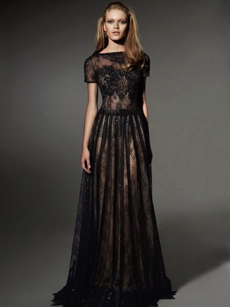 Lace Top Evening Dress