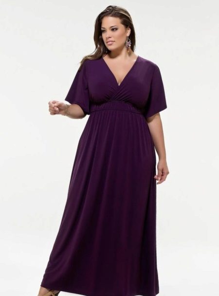 Purple Empire Knitted Evening Dress with Sleeves