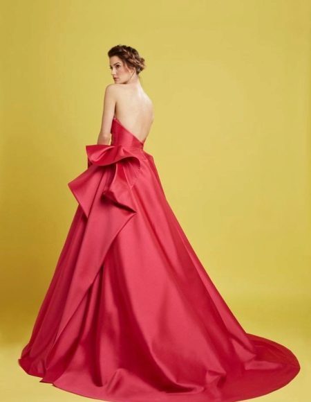 A fluffy short dress with an open back