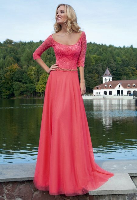 Oksana flies evening dress with lace corset