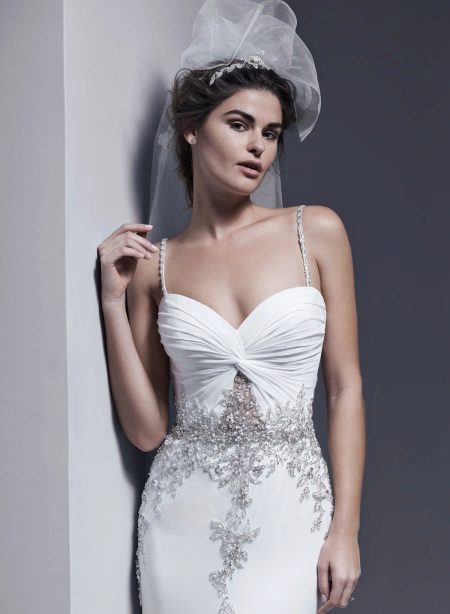 Wedding dress with Swarovski crystals and pearls