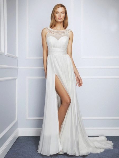 Greek Style Slit Wedding Dress