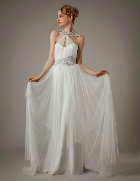Greek style wedding dress with cross straps