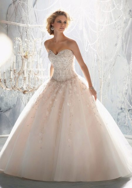 Ivory Pink Wedding Dress