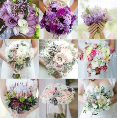 Wedding bouquets under an ivory dress