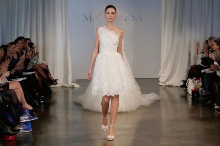 Short one-shoulder wedding dress