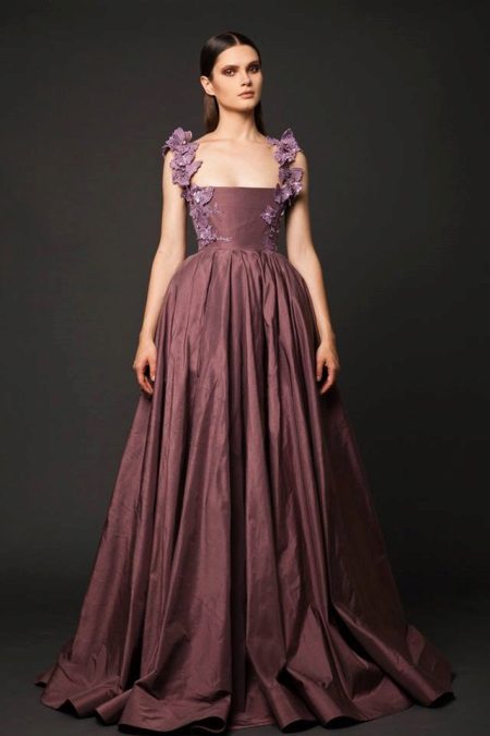 Wine-colored evening gown