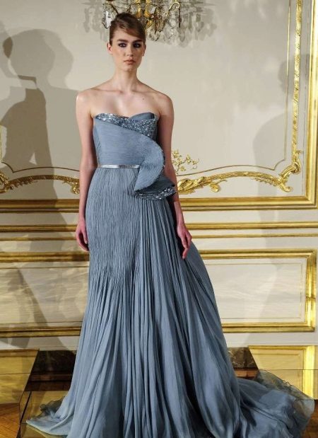 Blue prom pleated dress