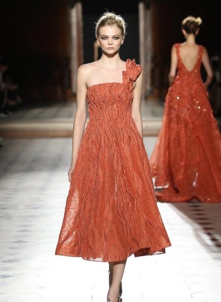 One Shoulder Midi Evening Dress