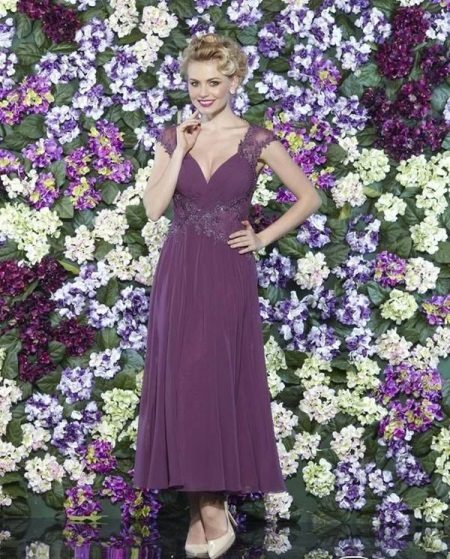 Wide Lace Sash Evening Dress For Size 50