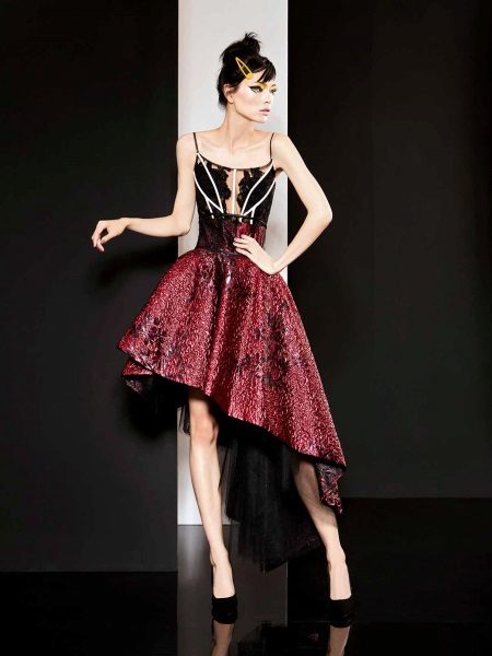 Short burgundy evening dress