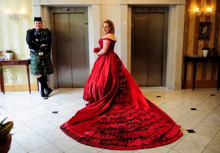 Red wedding dress for overweight