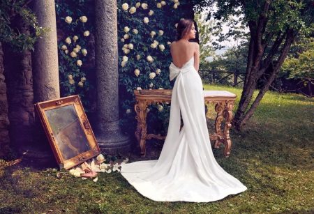 Straight wedding dress with a train