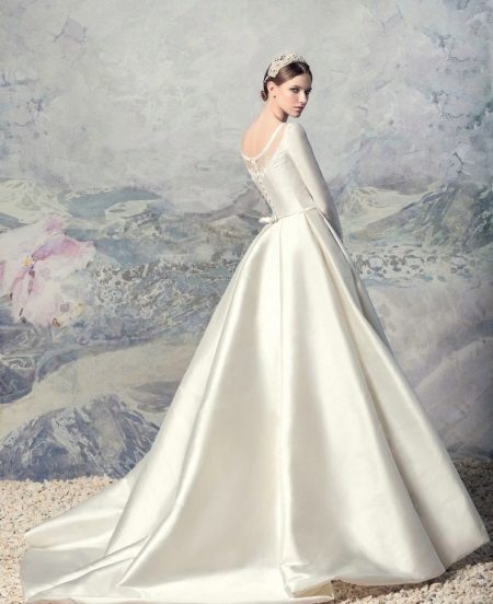A-line wedding dress with a train