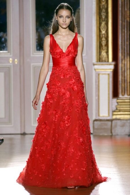 Red a-line wedding dress