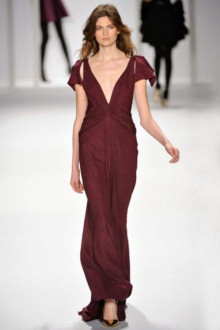 Silk evening dress burgundy